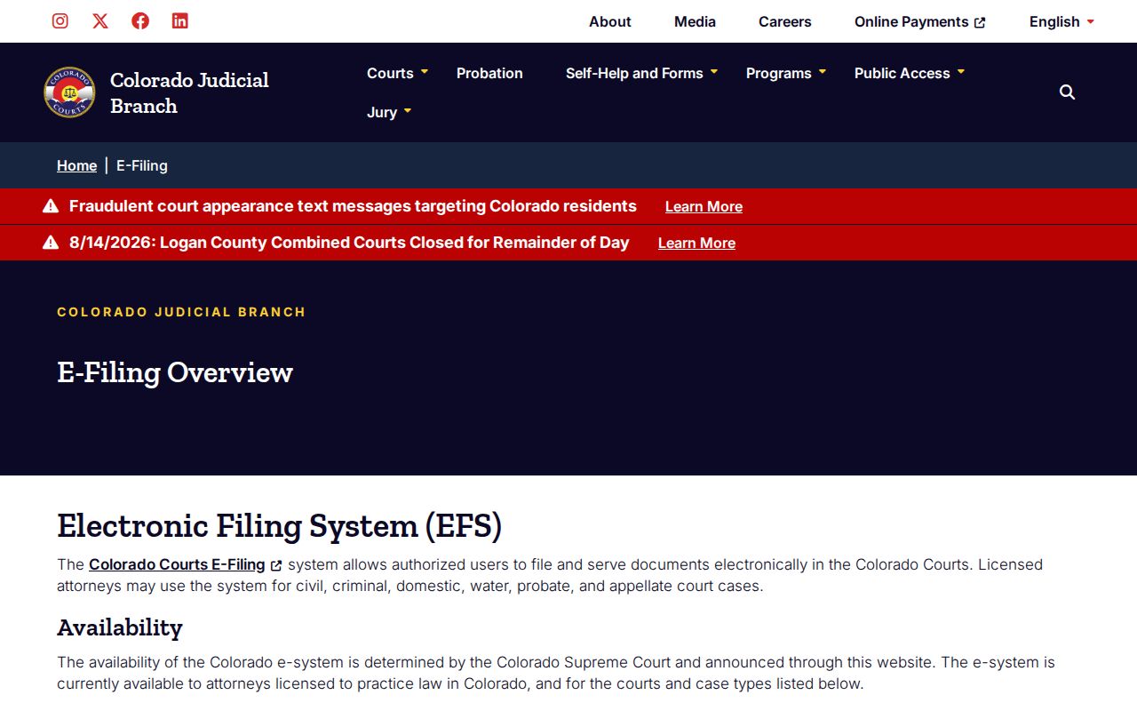 Mineral County case lookup Colorado E-Filing overview