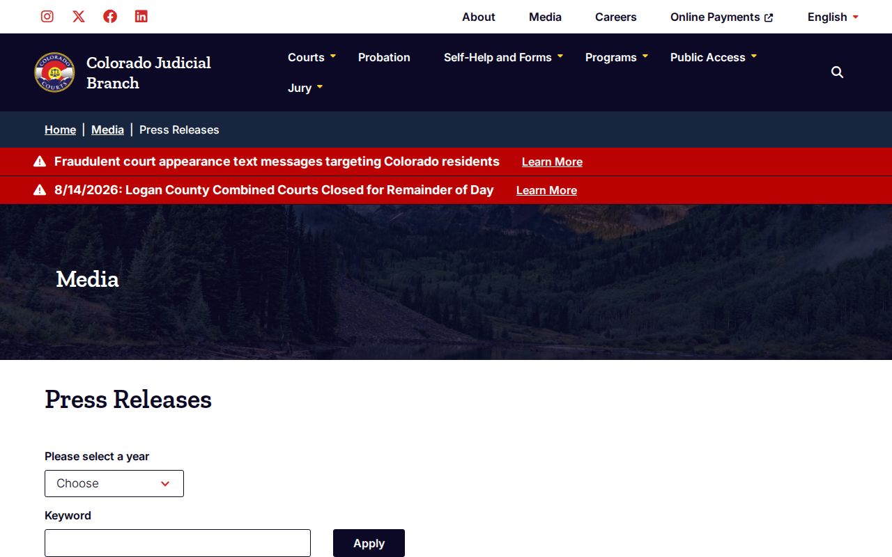 Mineral County court calendar Judicial Branch announcements