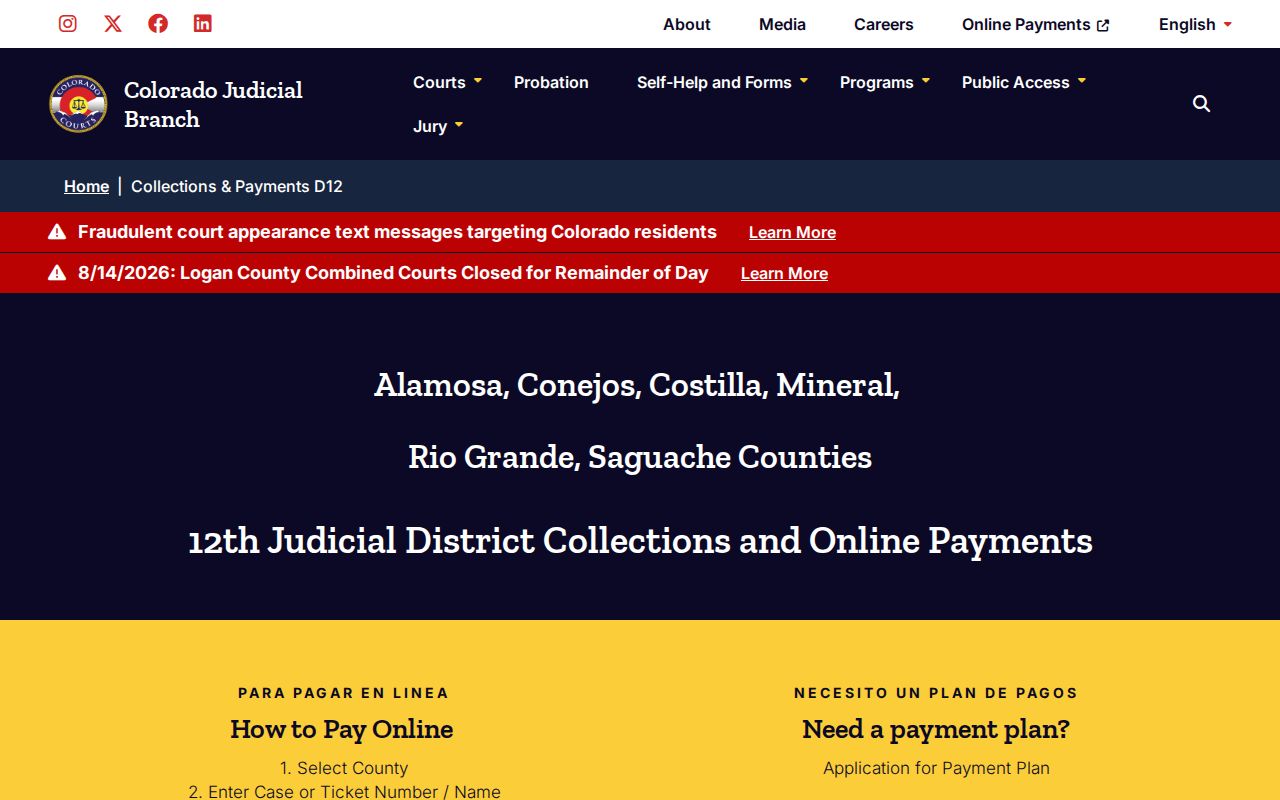 Mineral County court dates collections service page