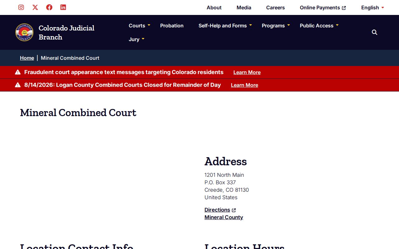 Mineral County court docket combined court location and access