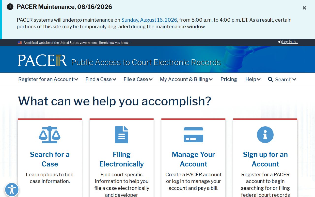 Mineral County court docket federal PACER access