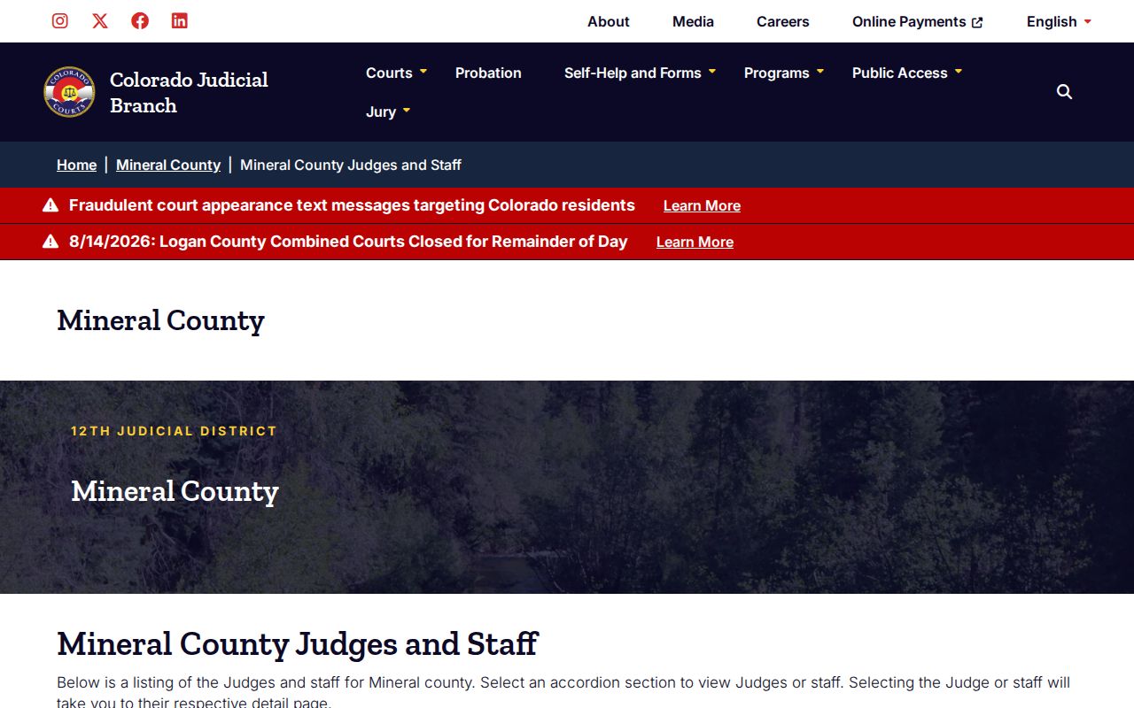 Mineral County court docket judges and clerk staff
